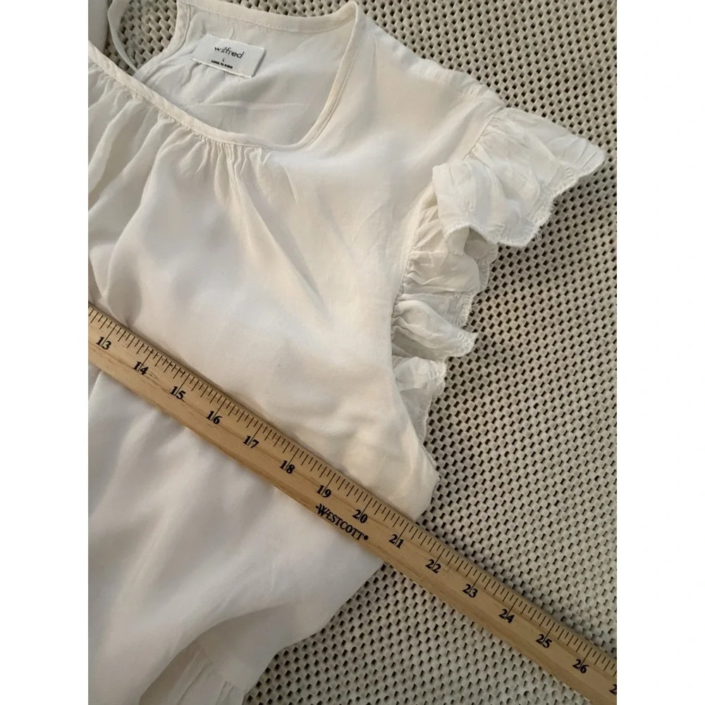 Aritzia Wilfred Sidonie Mini Dress Size L Babydoll Tiered Prairie Peasant Ruffle